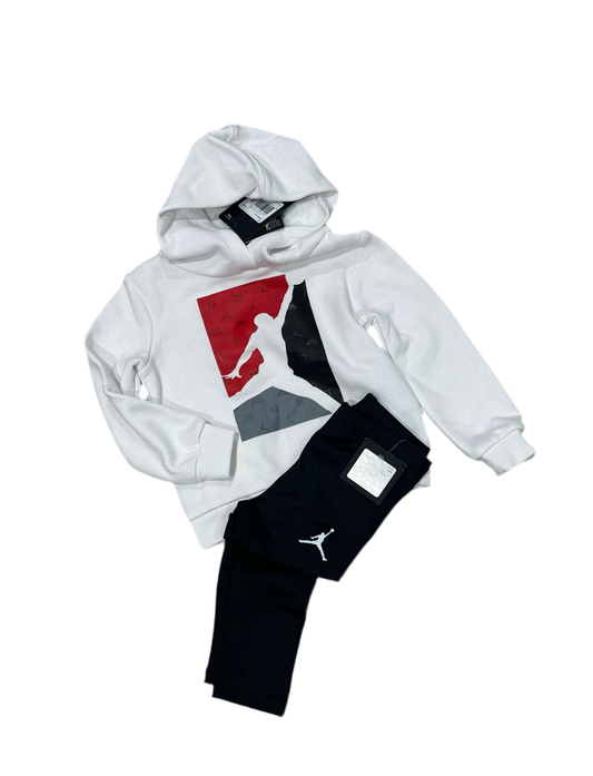 Jordan White Red Black Hoodie Legging Set