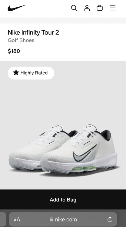 Nike Air Zoom Infinity Tour 2 Golf 'White Black Vapor'