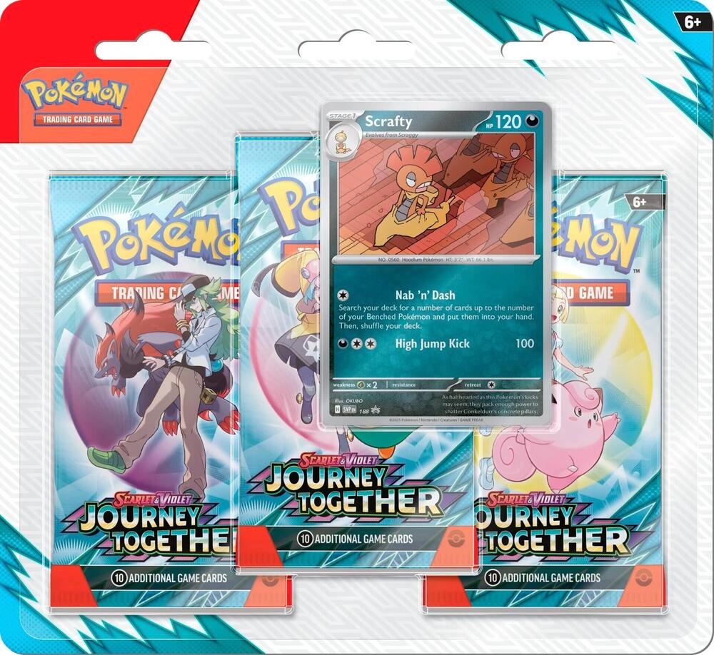 Pokemon Journey Together 3 Pack Blister Scrafty