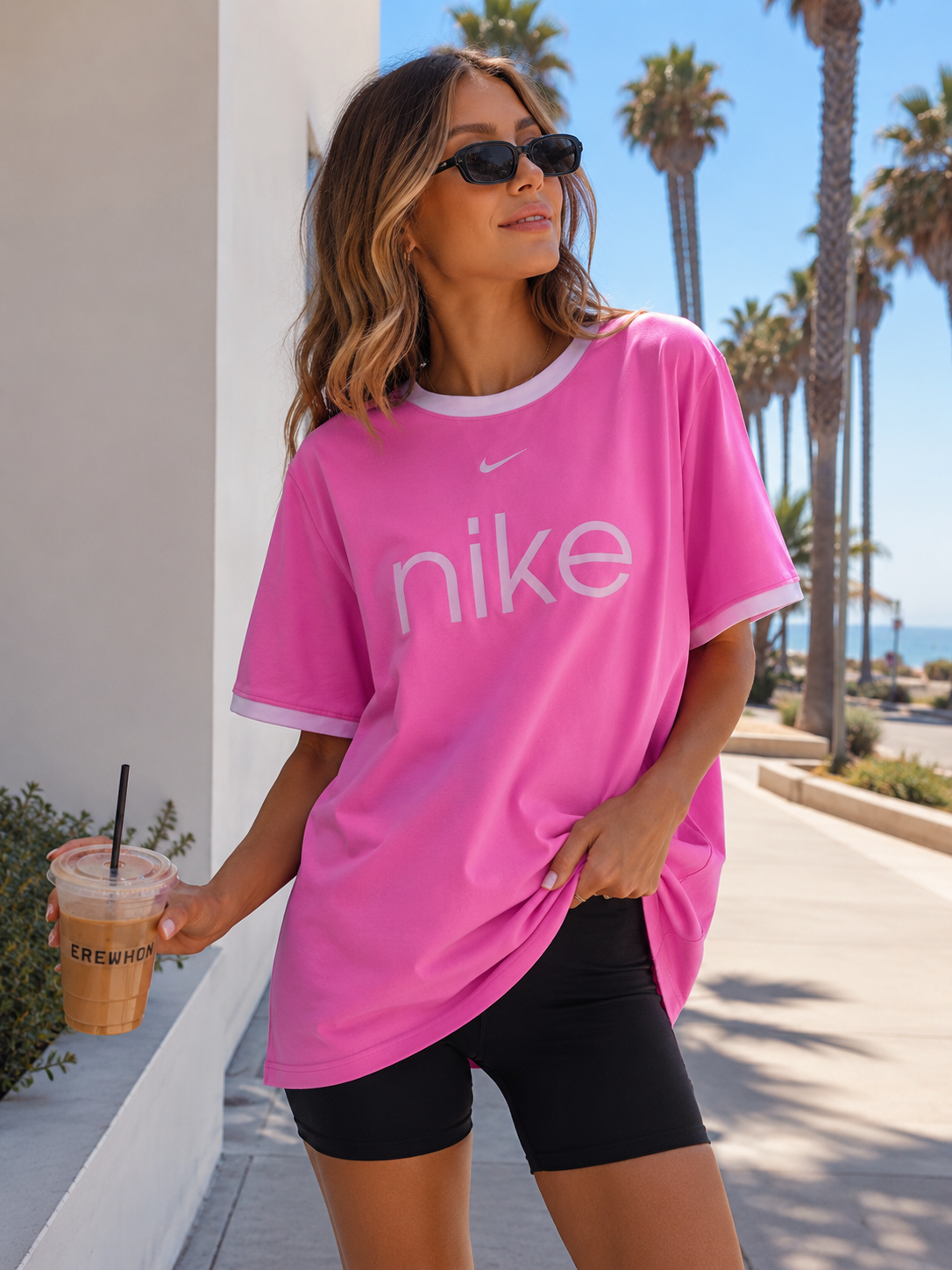 Nike Women's Oversize Retro Pink Tee