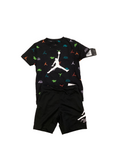 Jordan Multi Color Tee + Blk Shorts Set-4T