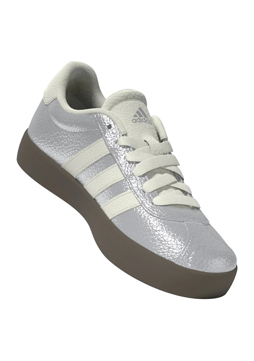 Size 2Y- Adidas VL Court 3.0 Metallic Silver