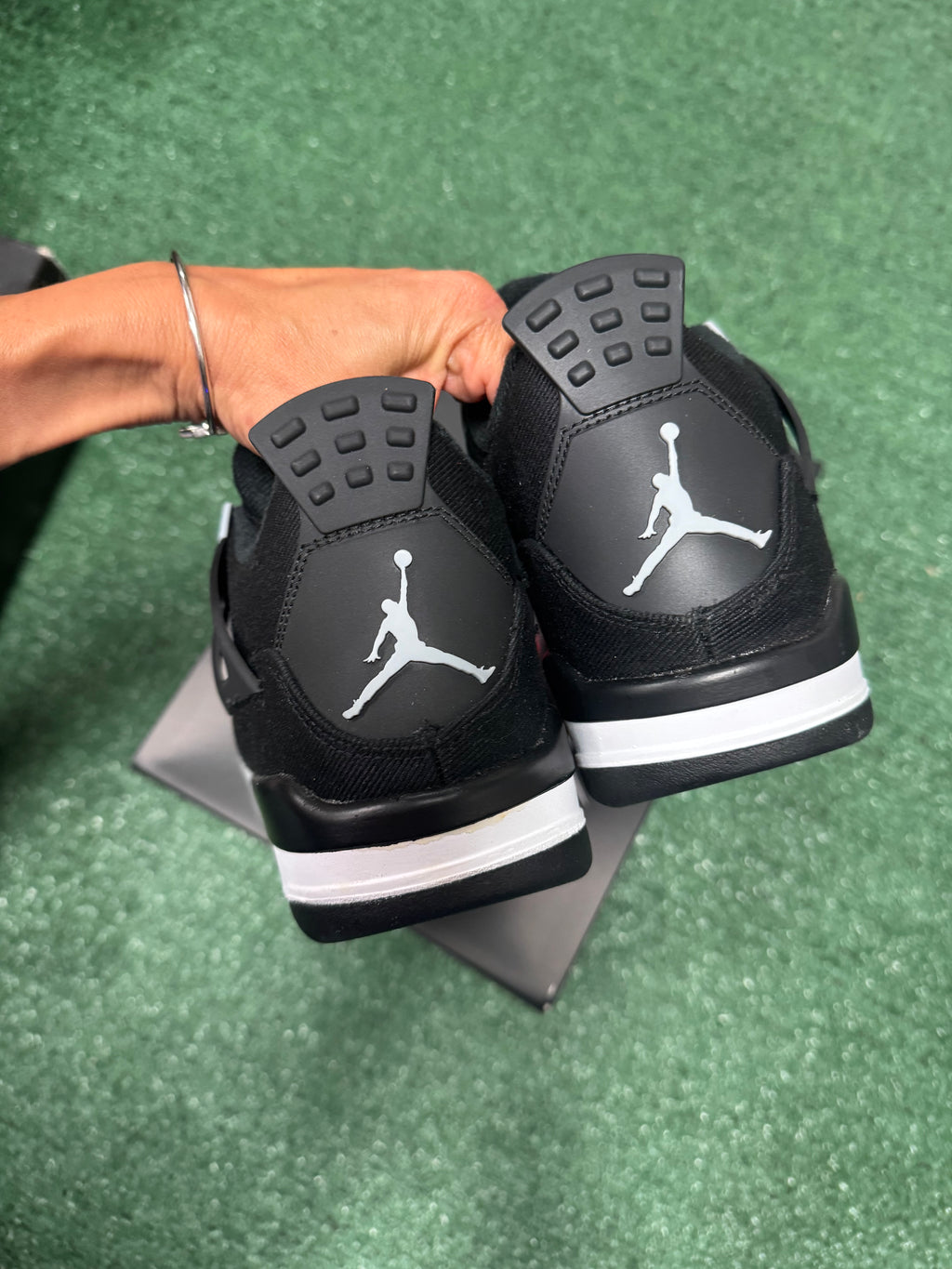 7y- Air Jordan 4 Retro Black Canvas