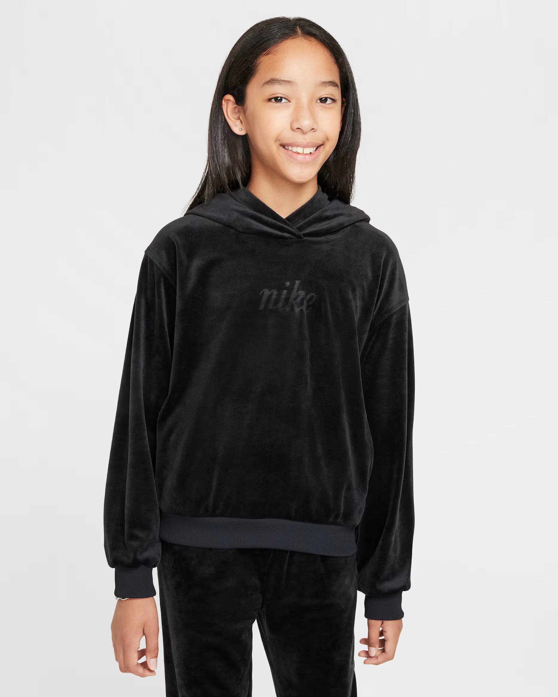 Girl's Nike Velour Hoodie-Black *