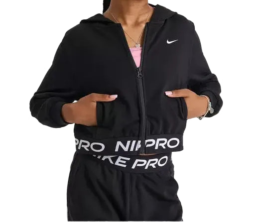 Nike Pro GIRLS Fleece Zip Hoodie-Black