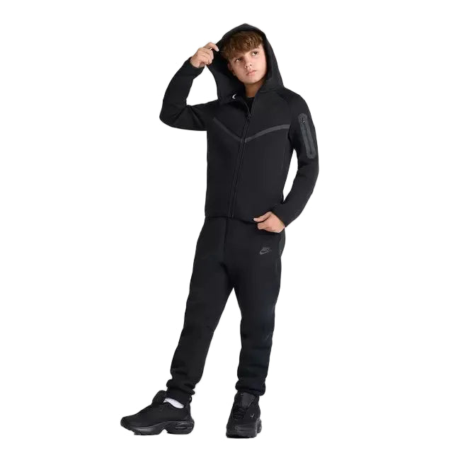 Youth Nike Tech Fleece Hoodie Jogger Set- Triple Black