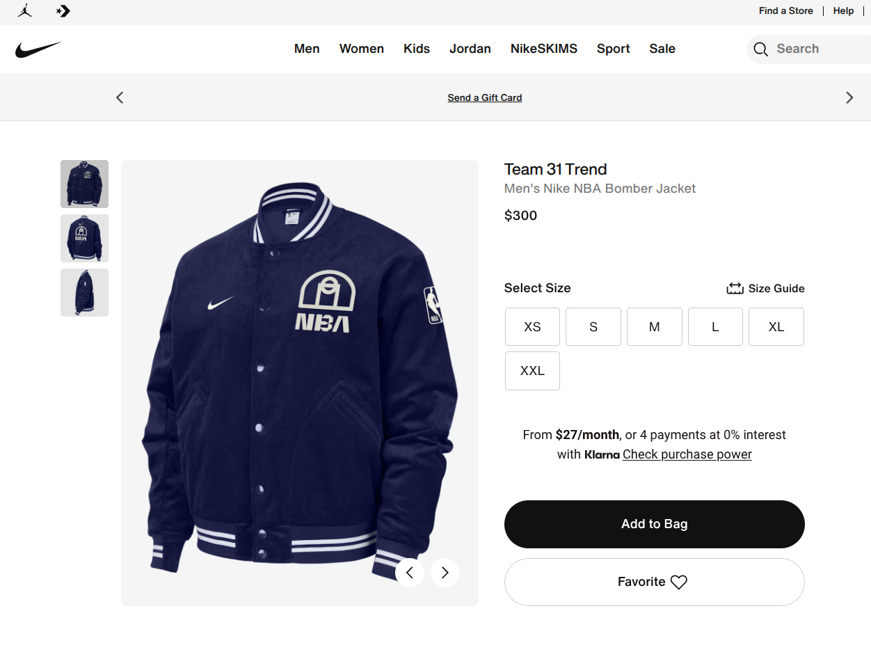 Nike Team 31 Trend NBA Corduroy Bomber Jacket