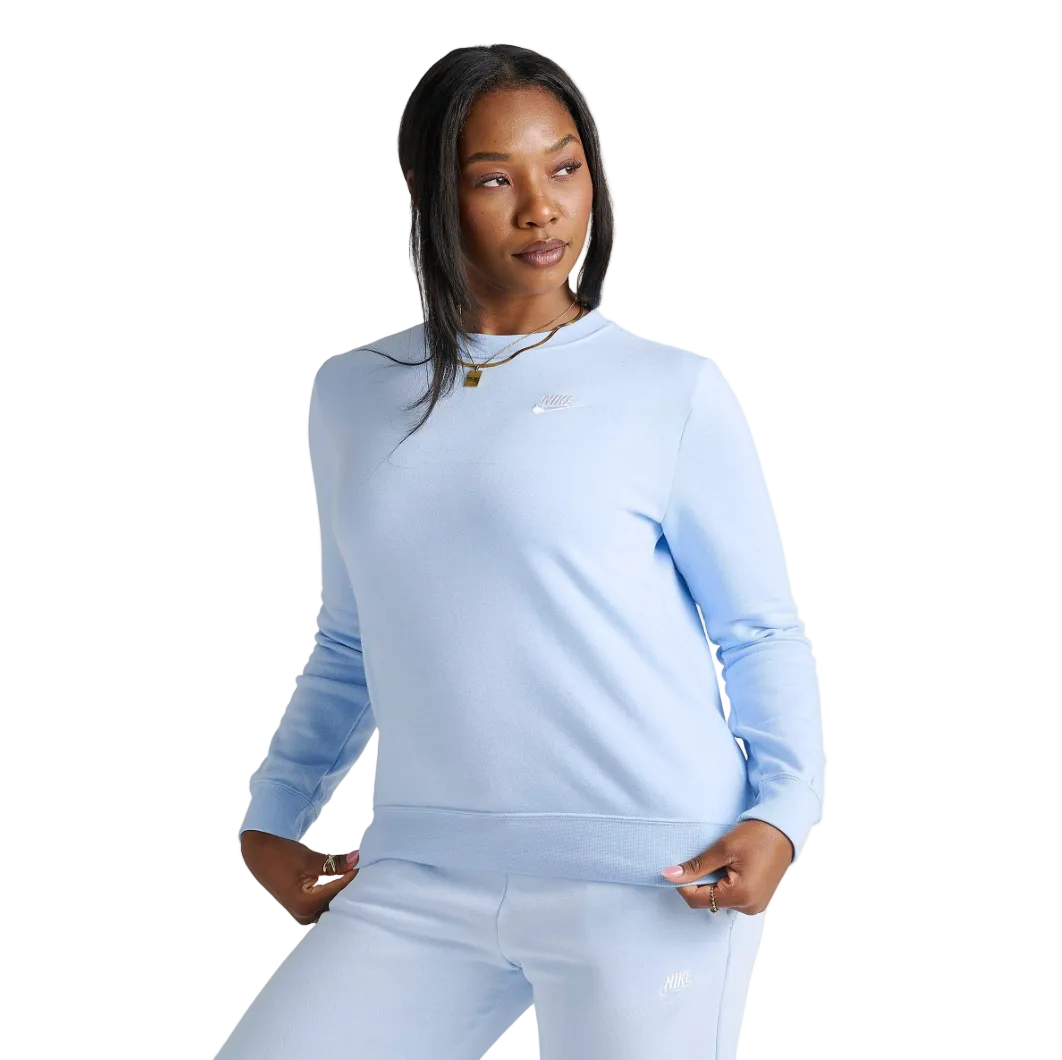 Nike Womens Club Fleece Crewneck- Glacier Blue