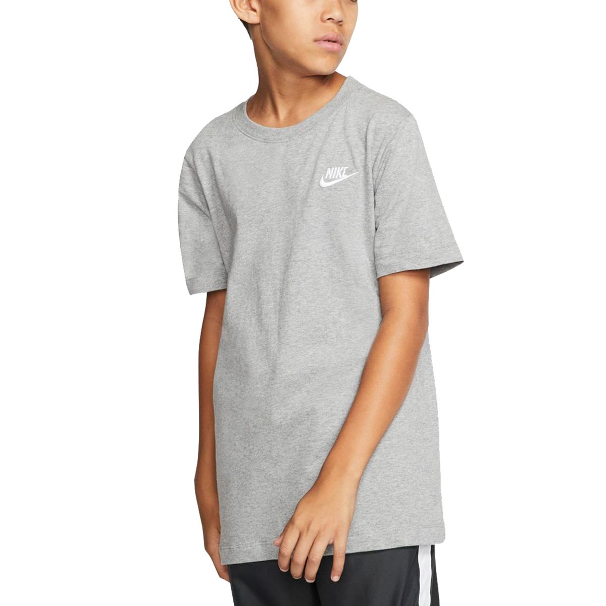 Youth Nike Club Fleece Logo Tee-Grey *