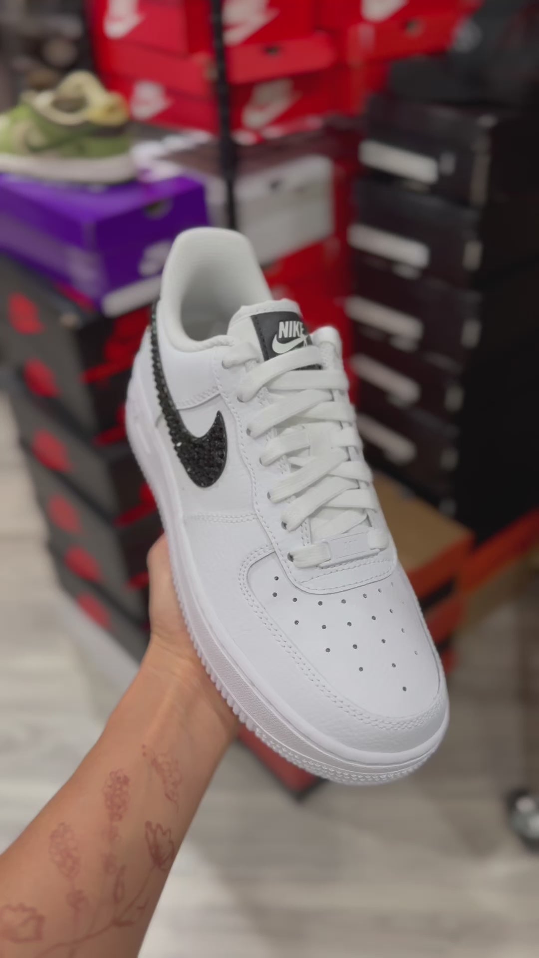 Air Force 1 '07 White Black-Swarovski Crystal Custom