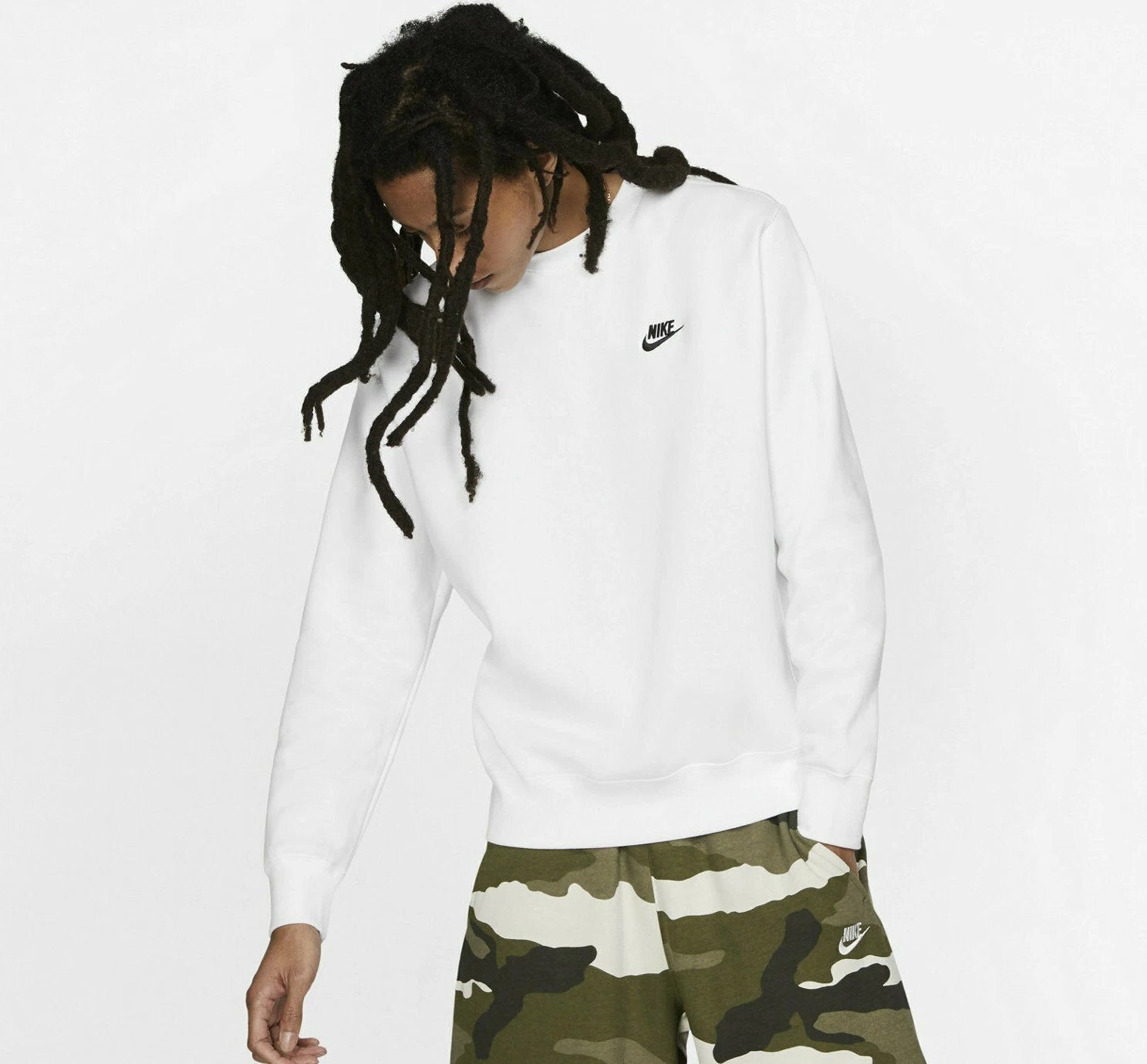 Nike Men's Club Fleece White Crewneck Sweatshirt