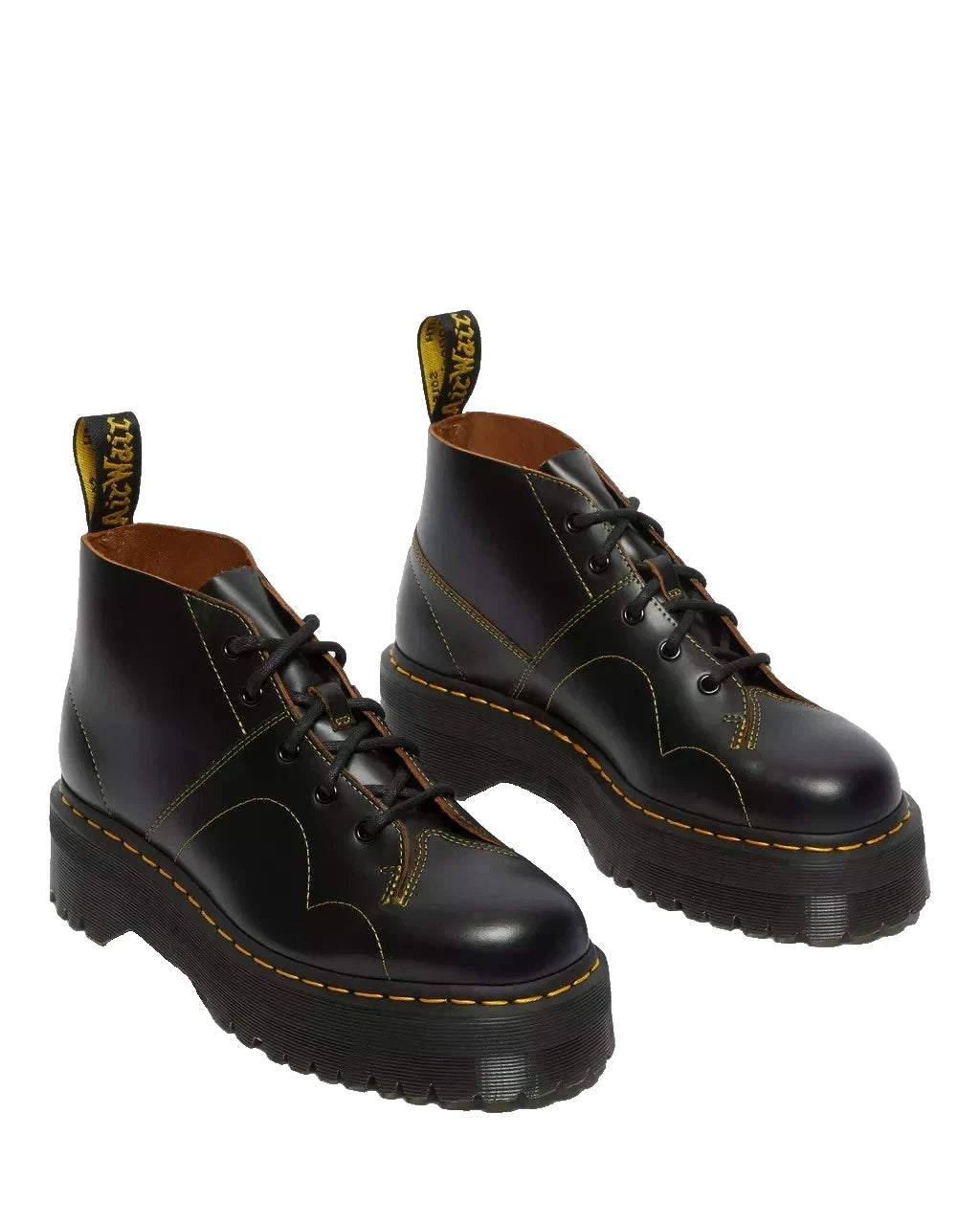 Dr Martens Church Quad Black Leather Platform Boots
